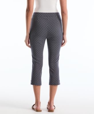 Petite Tile Print Capri Pants with Riveted Vent