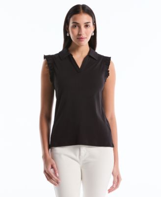 Petite Ruffle Sleeveless Polo Shirt