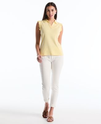 Petite Ruffle Sleeveless Polo Shirt
