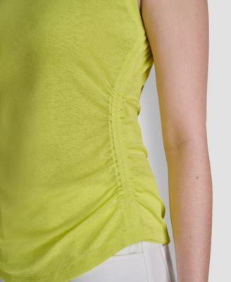 Women's Printed Tissue Knit Sleeveless Crew Neck Top