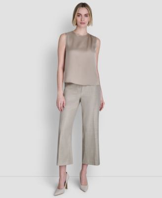 Women's Woven Sleeveless Crew Neck Top