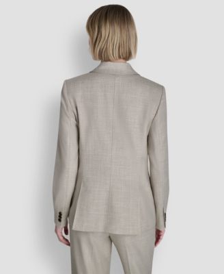 Women's Windowpane Double-Breasted Notch Collar Jacket