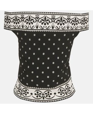 Women's Floral Embossed Knit Crop Top