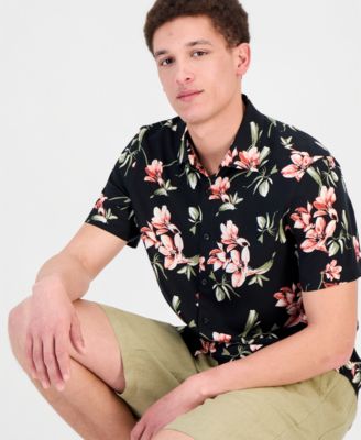 Men's Floral Print Short-Sleeve Shirt
