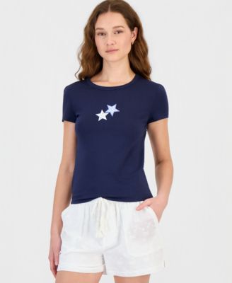 Juniors' Patchwork Short-Sleeve T-Shirt