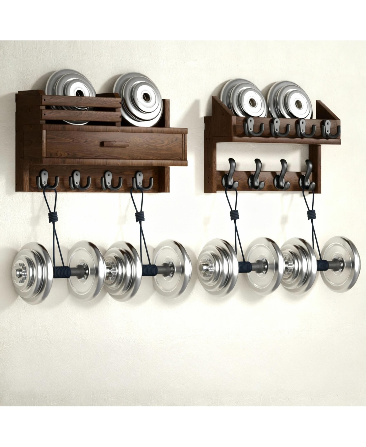 Yigii Solid Wood 6-in-1 Wall Organizer with 12 Hooks, Drawer & Shelf for Entryways