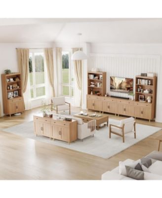 Tall Freestanding Wooden Bookcase with Storage Cabinet, Doors & Drawers – 72.4" Display Bookshelf for Living Room, Bedroom, Home Office