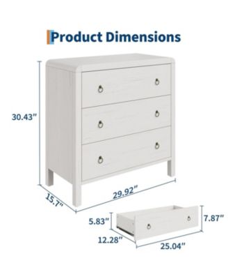Dresser for Bedroom, Chest of Dressers, 30" Tall Dresser for Closet with 3 Drawers, Nightstand Large Clothes Storage Cabinet for Bedroom