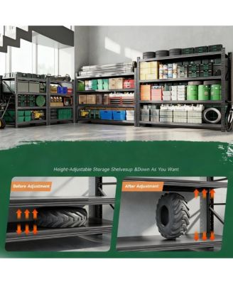 Heavy Duty 71.3" W x 70" H Garage Shelving, 4-Tier, Adjustable, 5000 lbs Capacity