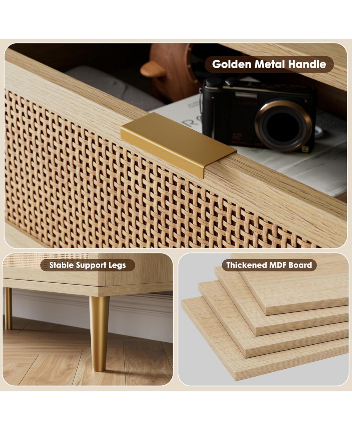 Gaomon Garvee Rattan 9-Drawer Dresser, Tall Modern Closet with Deep Storage