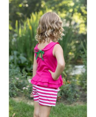Toddler Girls Knit Top With Flower And Short Set