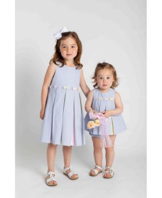 Big Girls Multicolor Seersucker Pleated Dress