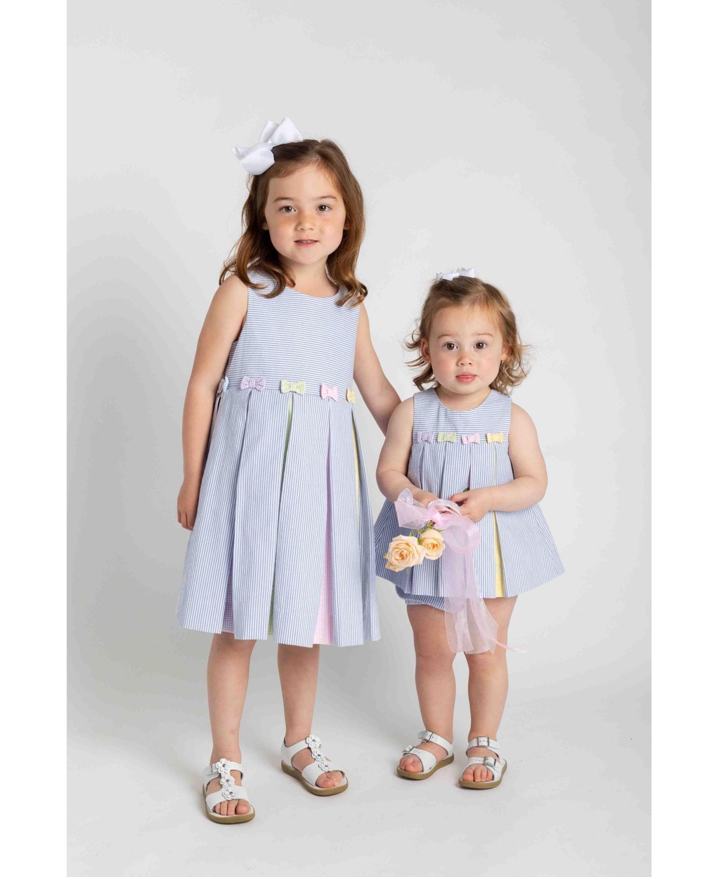 Платье Florence Eiseman Multicolor Seersucker Pleated Dress для девочек — фото 4
