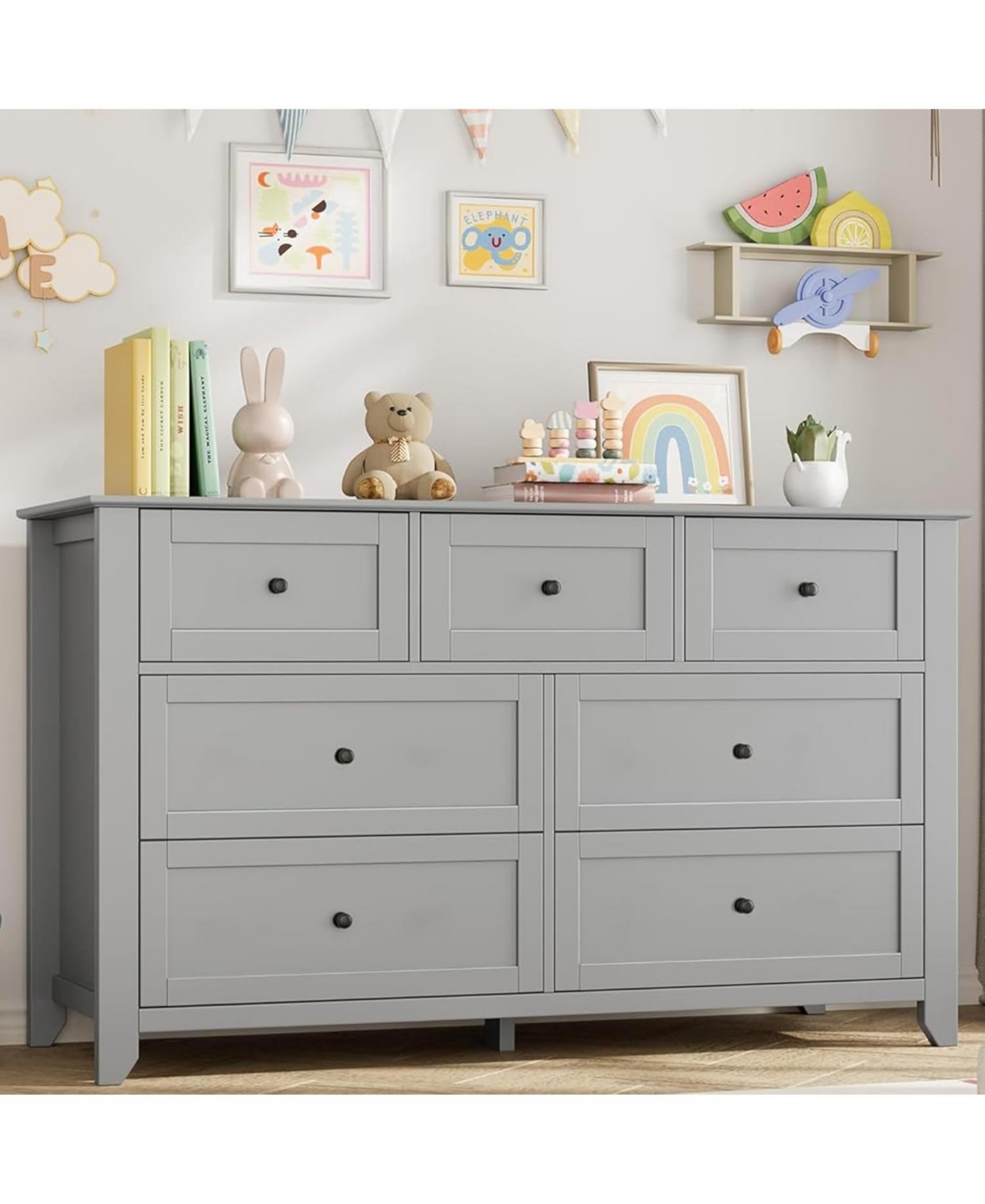 gaomon 7 Drawer Dresser for Bedroom Deep Drawers, Metal Knobs 54" Wide Modern Wooden Chest