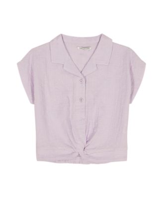 Girls' 7-16 Front Knotted Collar Neck Shirt