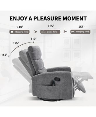 Heat Massage Manual Recliner Chair with Rocker and Swivel