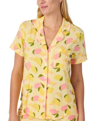 Sleepwear Short-Sleeve Modal Jersey Notch Collar Cropped PJ Set