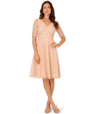 Women's Beaded V-Neck Midi Dress