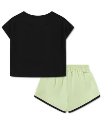 Girls' Toddler 2T-4T Lace It Up Crewneck T-Shirt and Shorts, 2-Piece Set