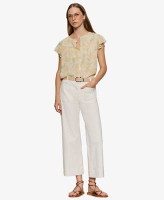 Petite Free Spirited Collared Ruffle Top