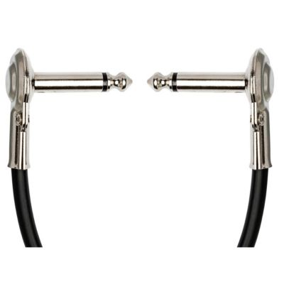 1/4" Phone Right Angle Male to 1/4" Phone Right Angle Male Guitar Patch Cable, 6", 6 Pack