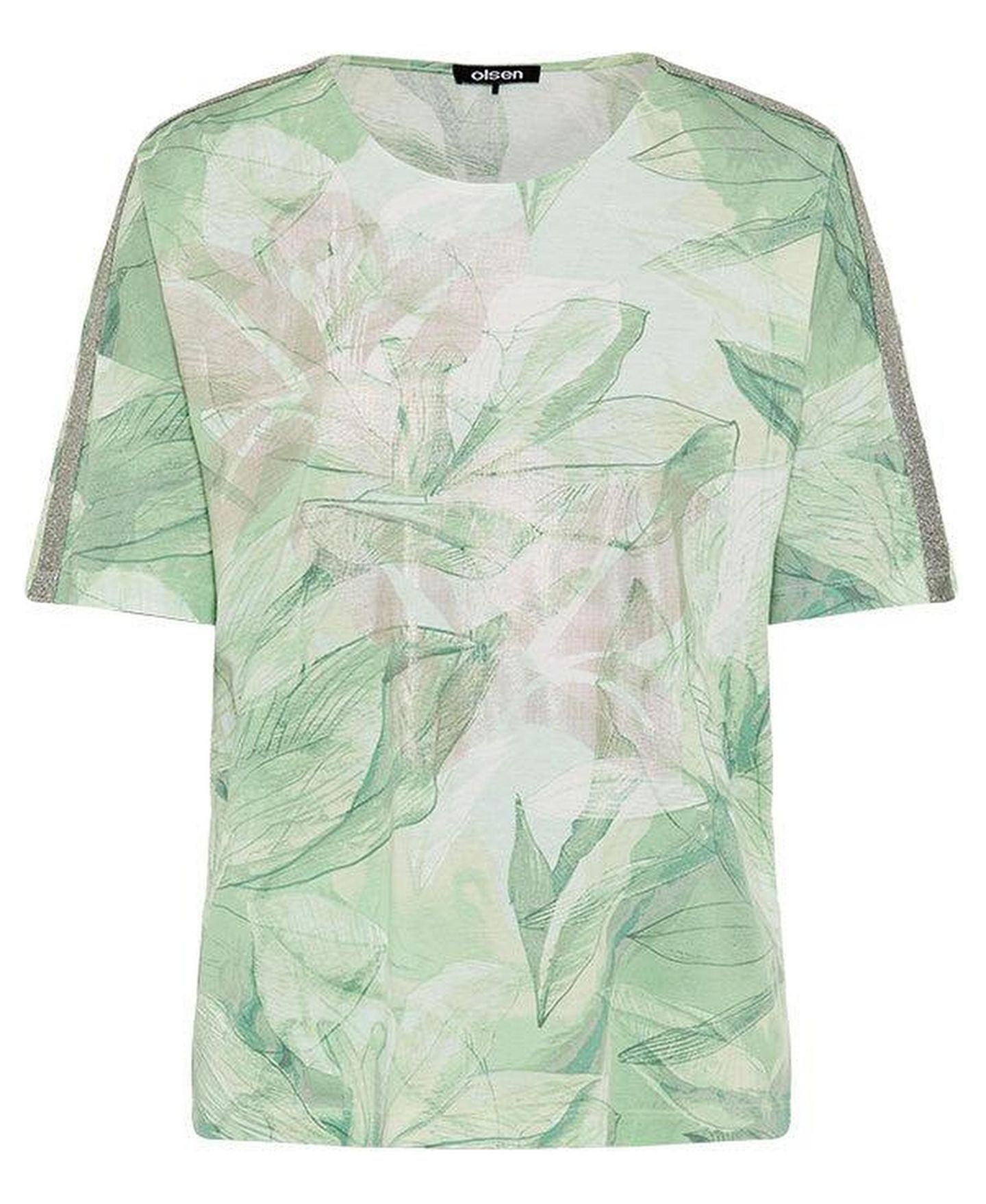 Женская футболка Olsen Leaf Print Jersey, цвет: Зелёный — фото 3