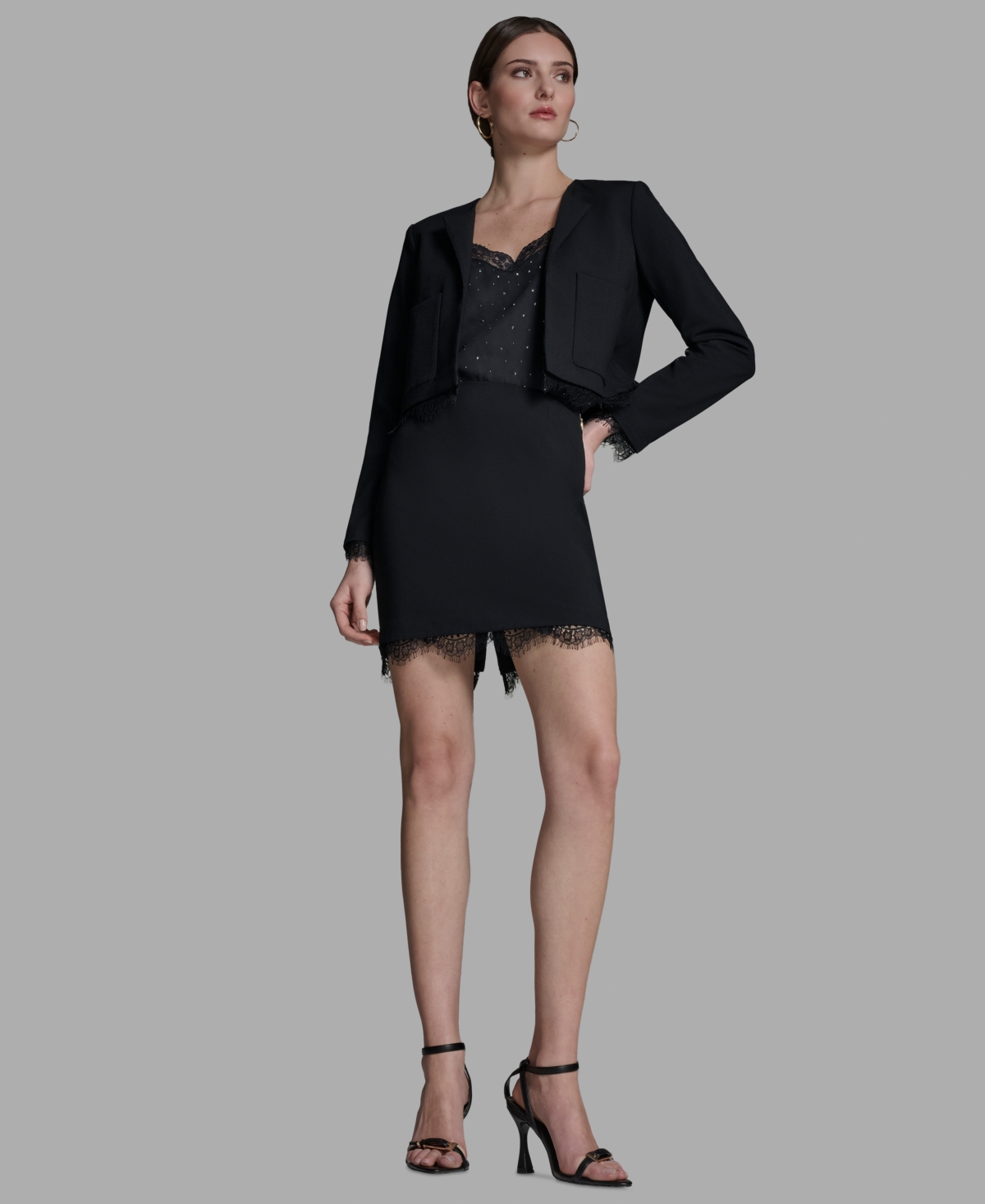 Bcbg Women's Padded Shoulder Open Front Jacket