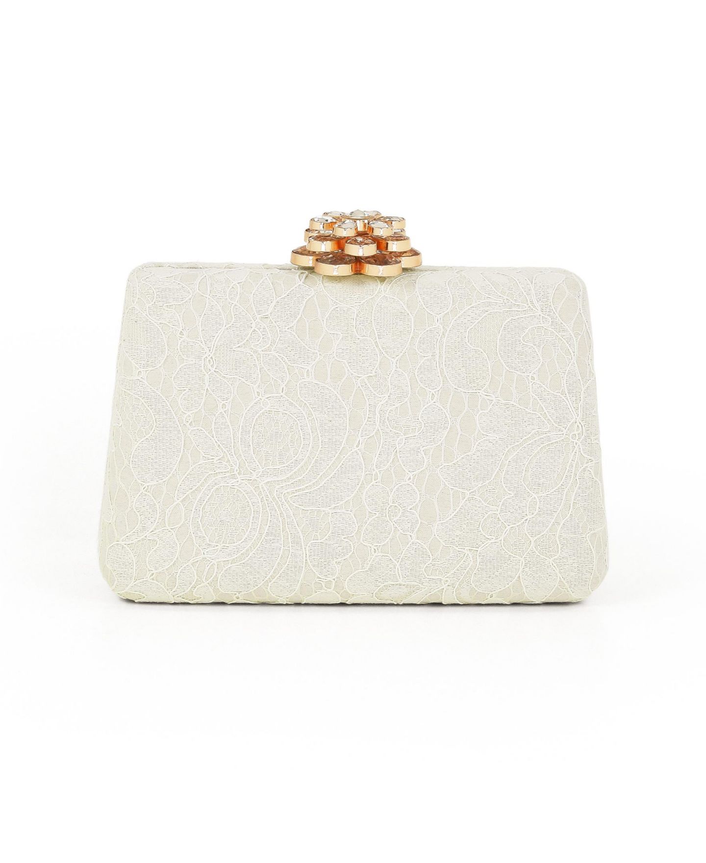 Женские клатчи Jewel Badgley Mischka Rose Lace Minaudiere w. Floral Clasp, цвет: Белый — фото 1