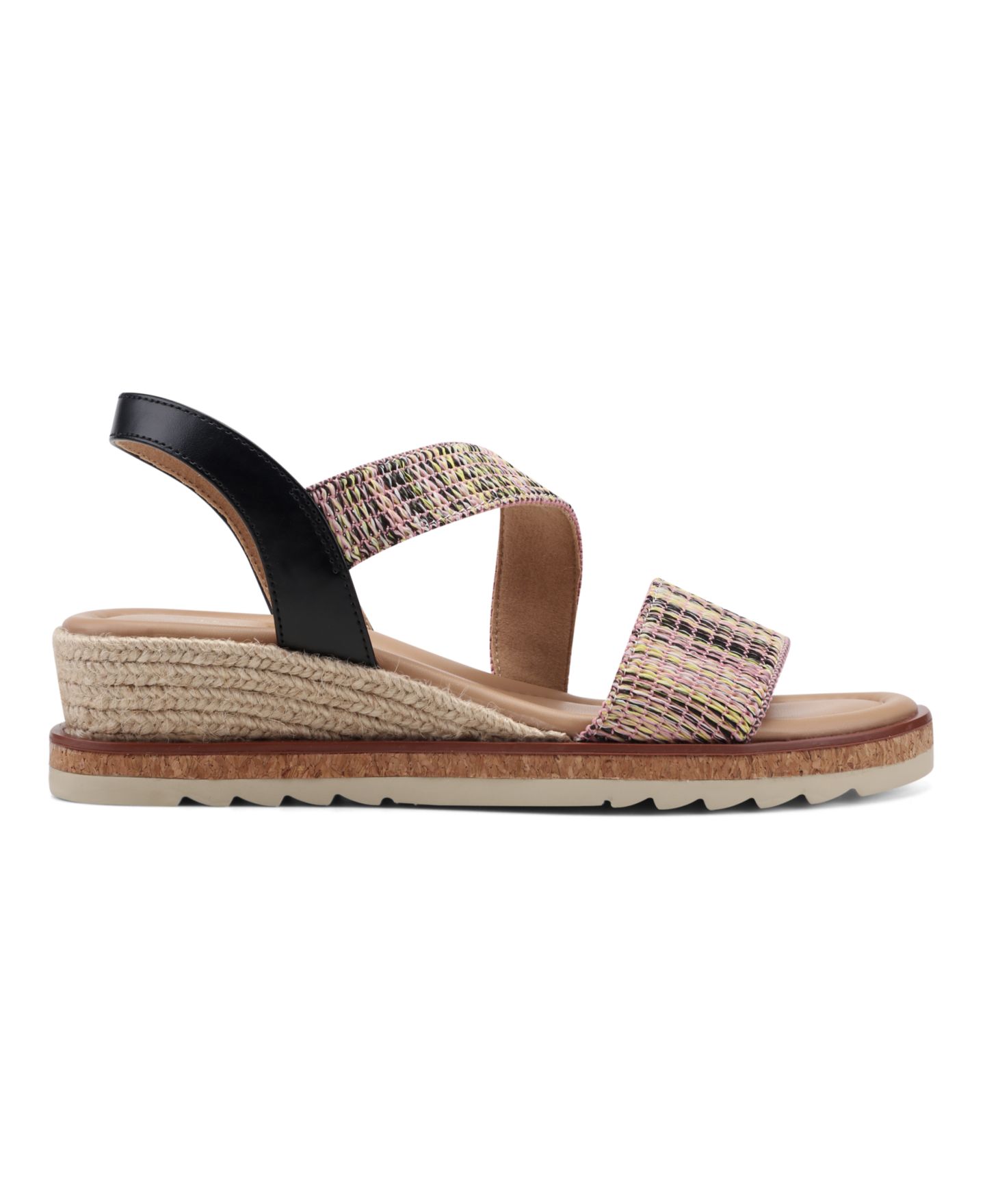 Женские сандалии Easy Spirit Sabina Strappy Low Wedge, цвет: Чёрный / Розовый разноцветный — фото 2