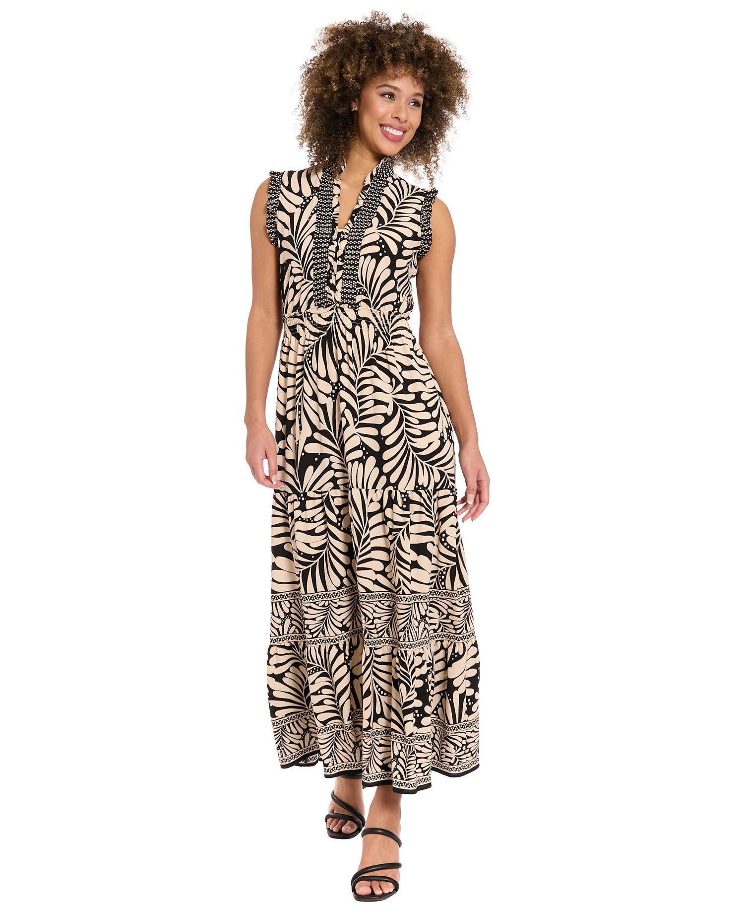 London Times Women's Collared Maxi Dress