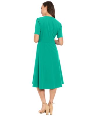 Women's V-Neck Side Tab Midi Dress