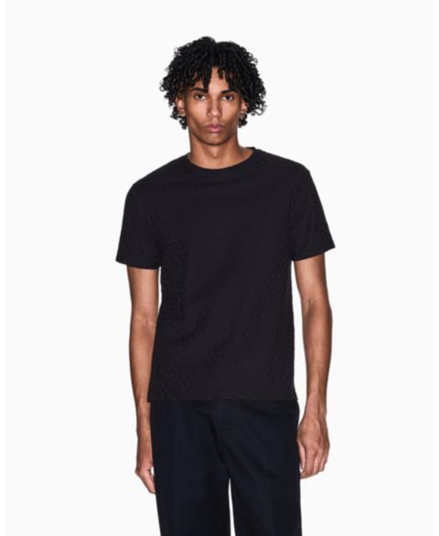 Мужская футболка A|X Armani Exchange Short Sleeve Mercerized Cotton All Over Logo, цвет: Чёрный