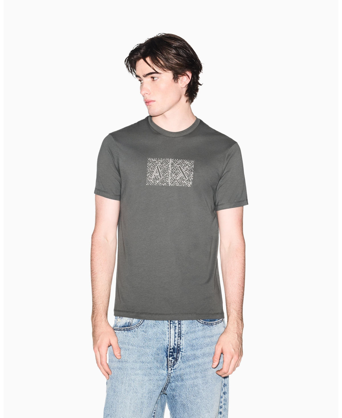 A|X Armani Exchange Men's Short Sleeve Jersey Printed Box Logo T-Shirt - Chimera