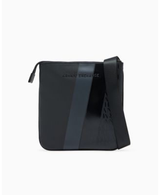 Men's Striped Flat Logo Graphic Details Crossbody Bag
