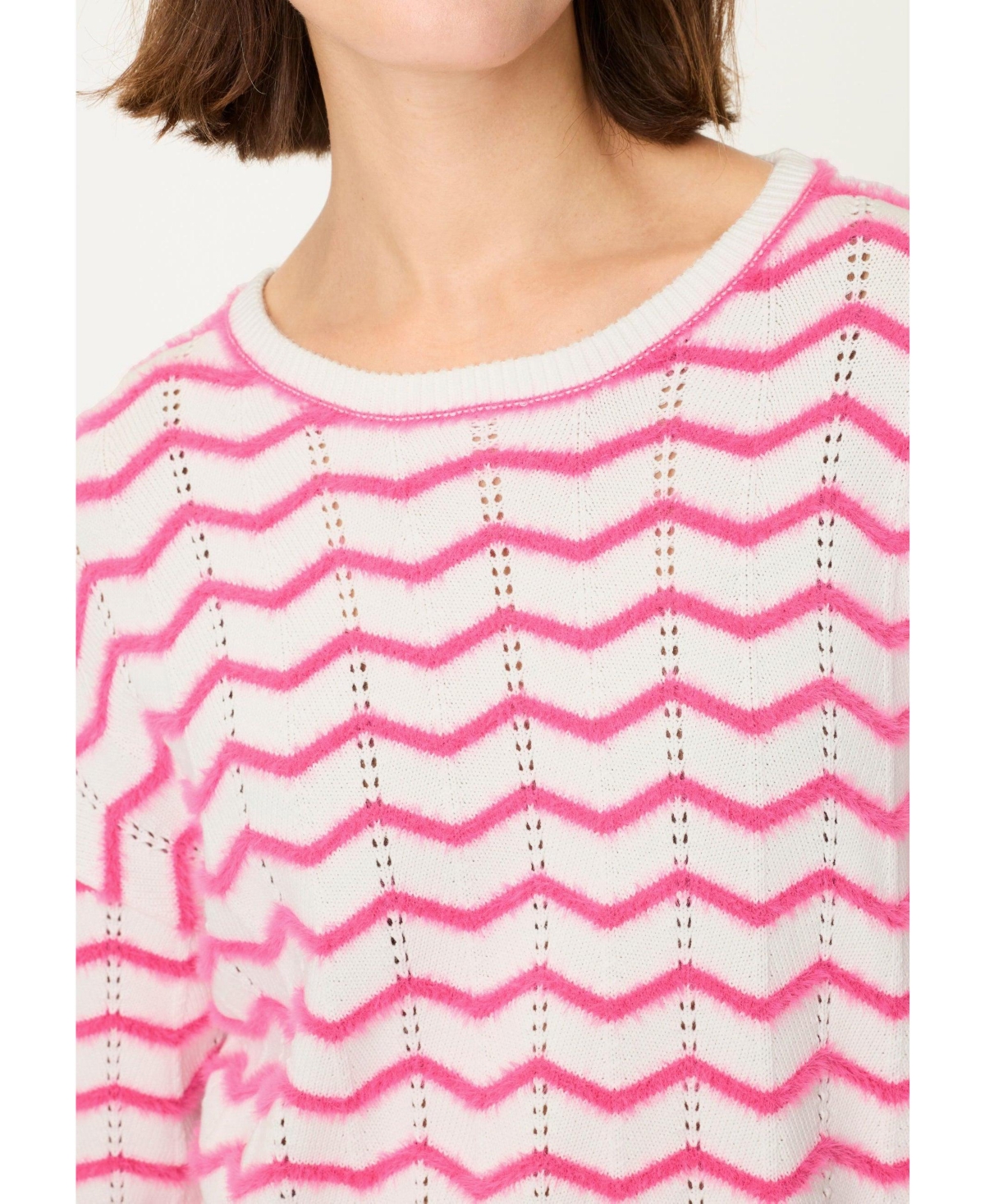 Olsen Women's Chevron Eyelash Knit Sweater