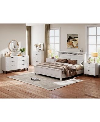 CuisinSmart 6 Drawer Dresser with Waveform Fluted Panel,Modern Bedroom Dresser Chest Cabinet Organizer with Anti-Tipping Design