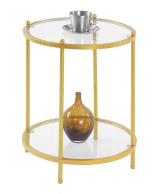 Royal Crest 2 Tier Round Glass End Table with Shelf