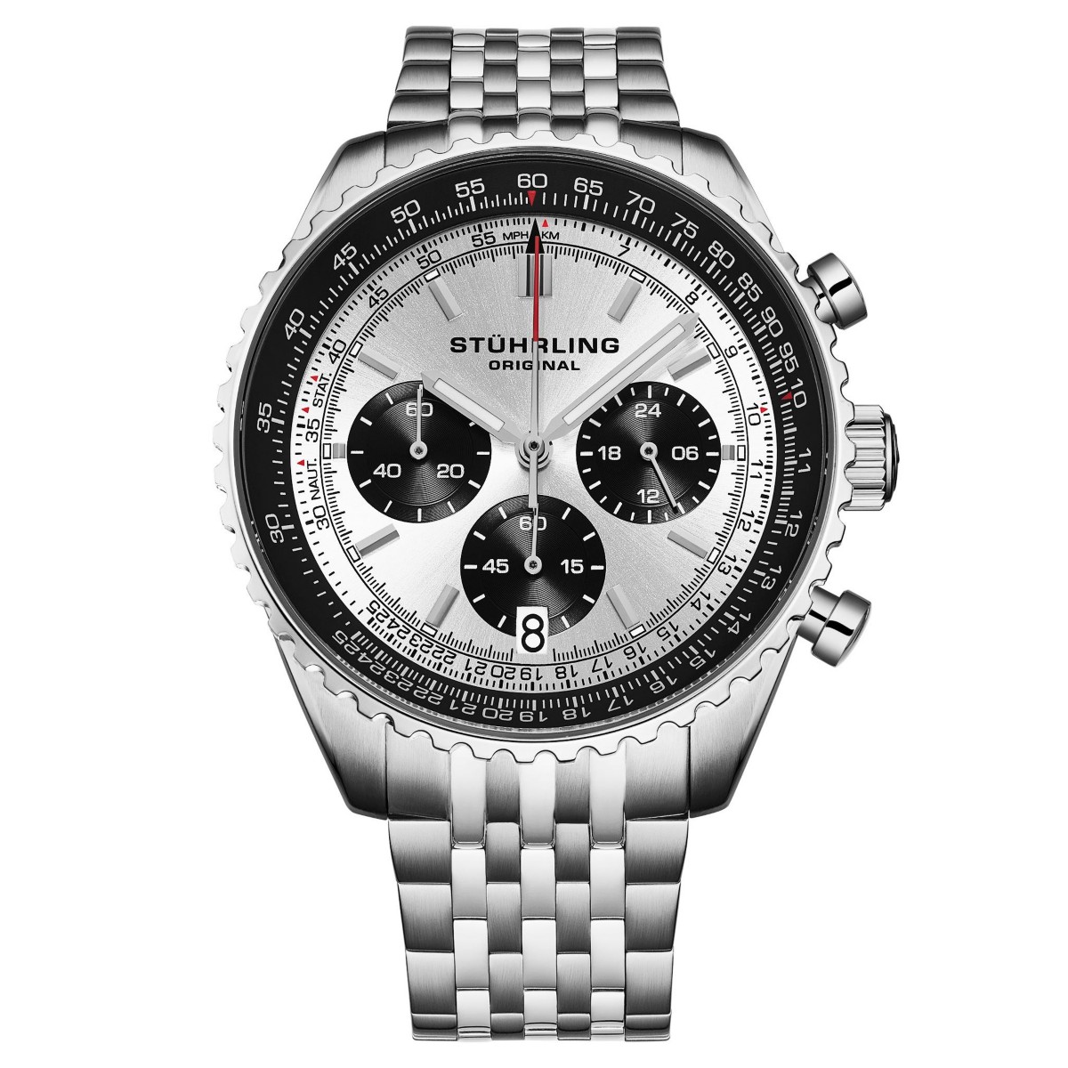 Мужские часы Stuhrling 1010B кварцевый хронограф 42мм сталь — фото 2