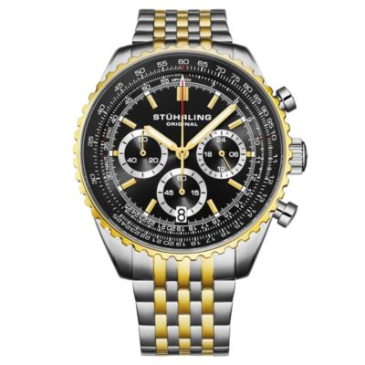 Stuhrling Men s 1010B Quartz Chronograph Watch 42mm Stainless Steel Case Silver Dial Steel Bracelet - Black 256$