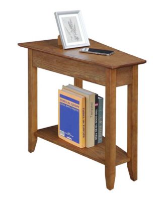 24" Rubber wood AH Wedge End Table with Shelf