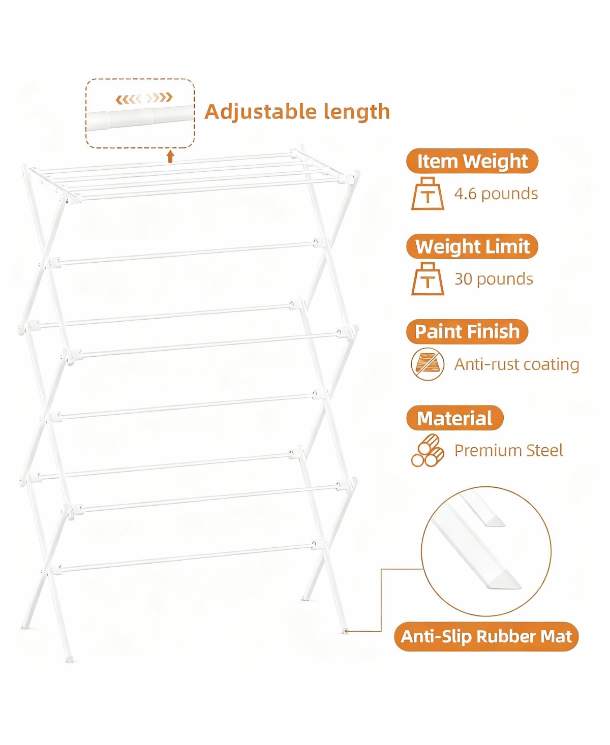 Yigii 3-Tier Folding Clothes Rack, Rust-Resistant, Easy Assembly, Suitable for Indoors & Outdoors