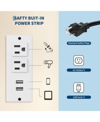 Vanity Desk with Mirror & 10 LED Lights, 3 Drawers, 2 Cabinets, Shelf, Storage Stool & Power Outlet