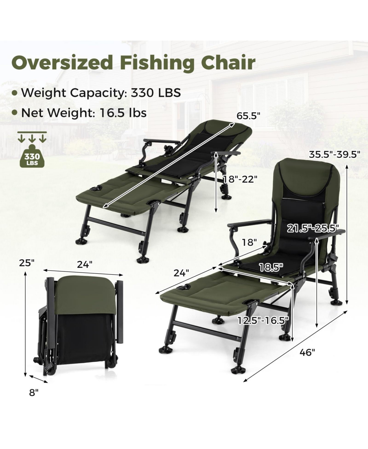 Mecale Oversized Folding Detachable Footrest, Heavy-Duty Outdoor Seat Fishing Chair