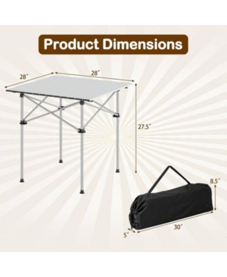 Roll-Up Camping Table with Metal Legs, Outdoor
