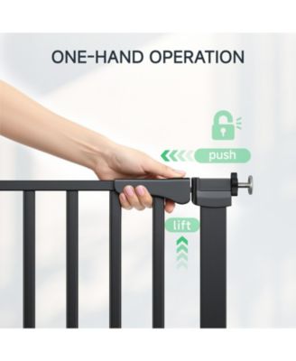 Pressure-Mounted Baby and Pet Safety Gate with Auto-Close, Dual-Lock Handle and Accessible Ramp