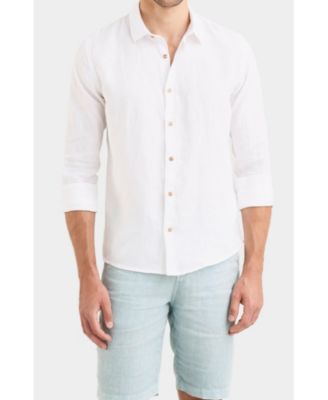 Men's Men Long-Sleeve Linen Shirt Semi-Fitted Silhouette