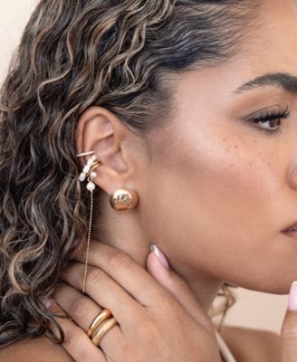 Cultivated Pearl Drama Gold Cuff Earrings Set