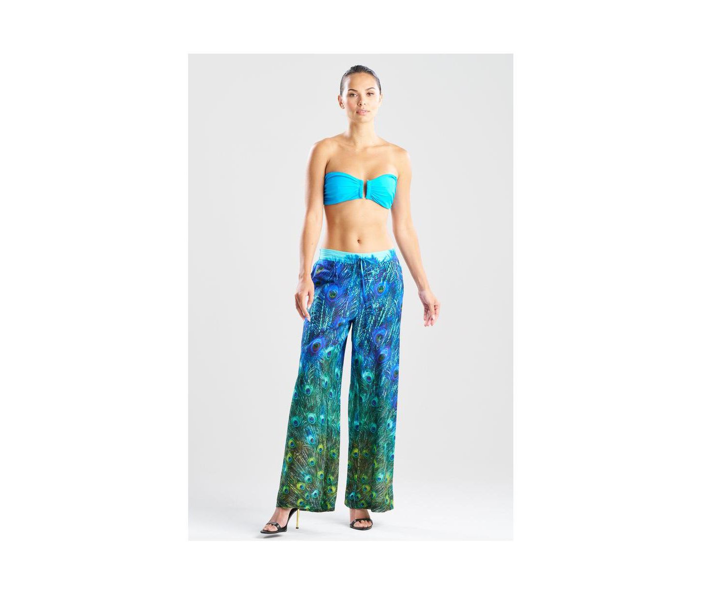 Женские брюки Natori Peacock - Cotton Voile, цвет: Бирюзовый — фото 1