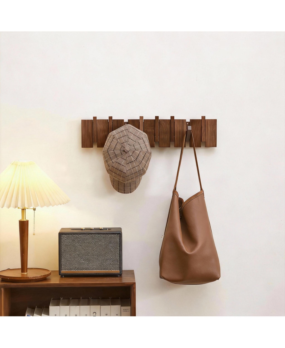 Yigii Wood Piano Key Style Wall Coat Rack with 6 Hooks