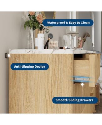 Modern Fluted Dresser with 7 Drawers, 54" Wide Chest of Drawers